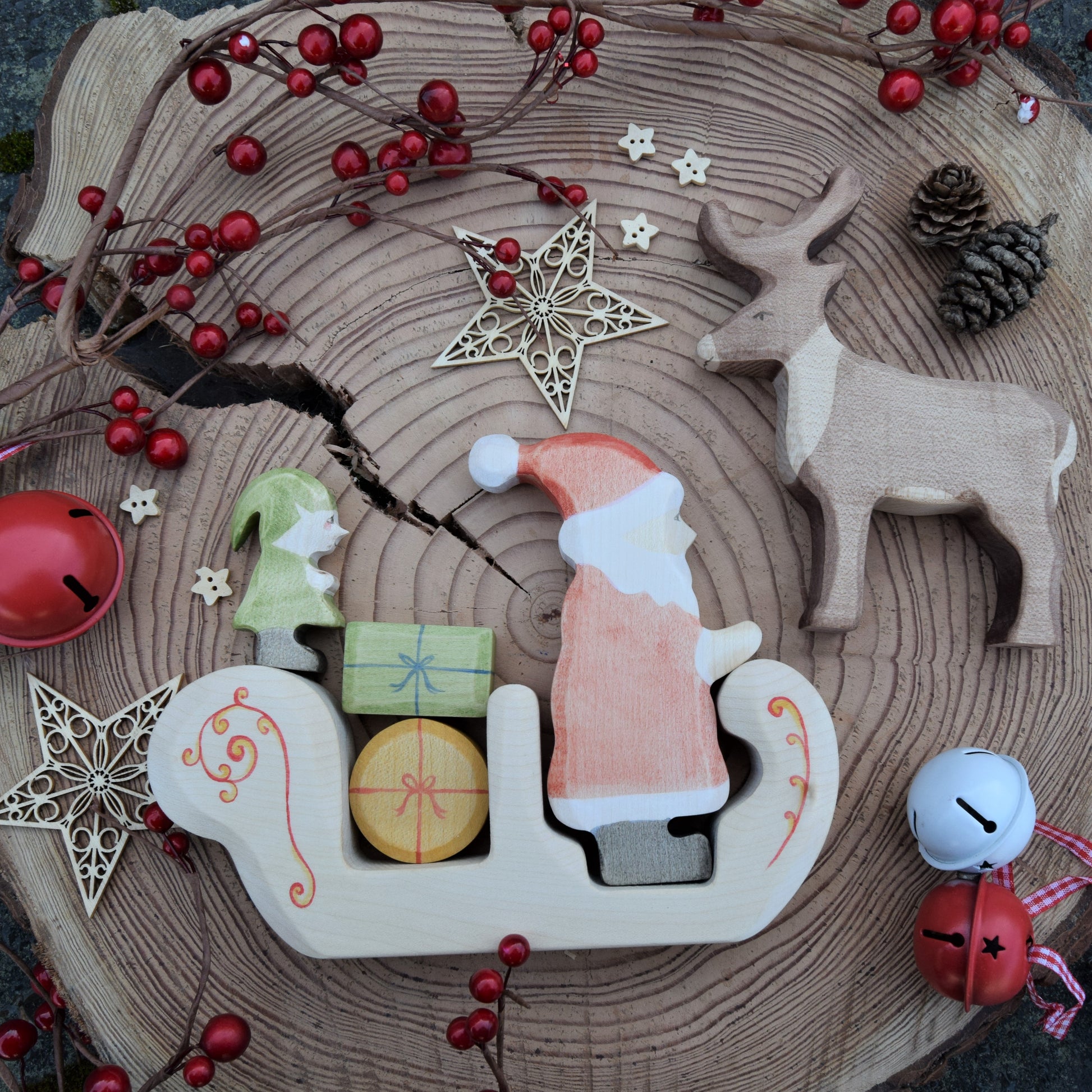 Wooden Father Christmas’ Sleigh - Eric & Albert