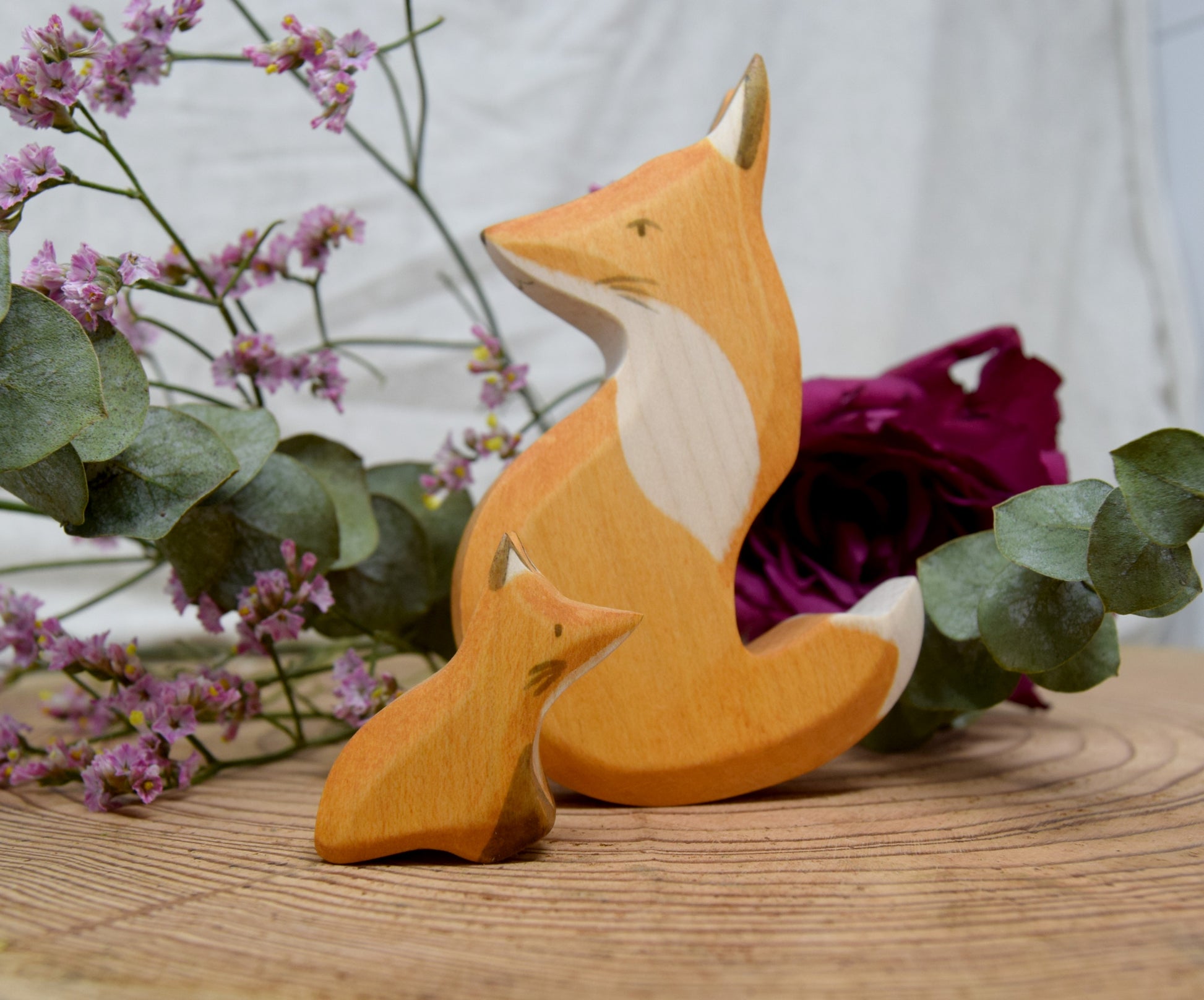 Wooden Snuggling Foxes - Eric & Albert