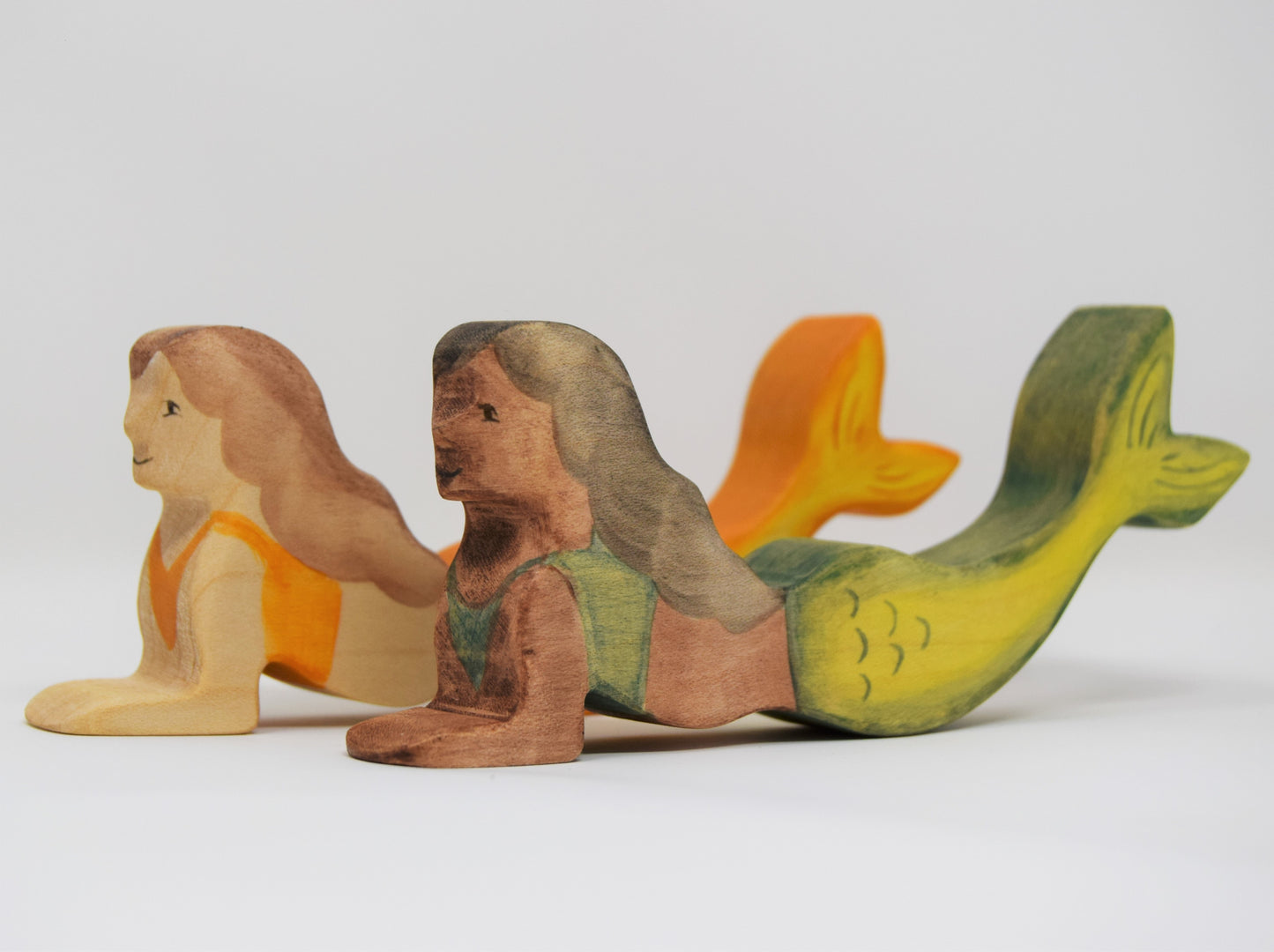 Wooden Orange Mermaid - Eric & Albert