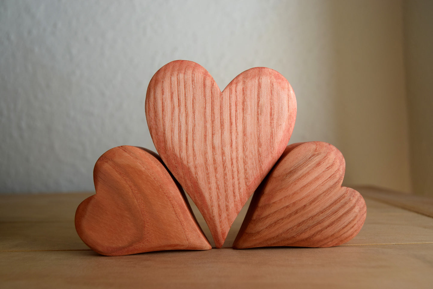 Wooden Heart Set of Three  in Red or Natural - Eric & Albert