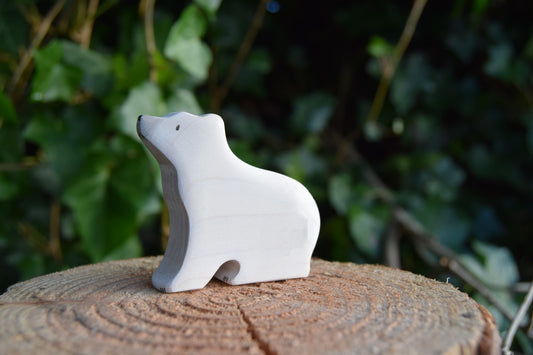 Small Wooden Sitting Polar Bear - Eric & Albert
